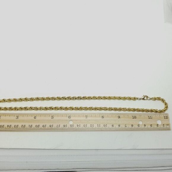 Vintage Gold Tone Rope Chain Necklace, Night Length, Classic Style, Estate - Picture 4 of 5